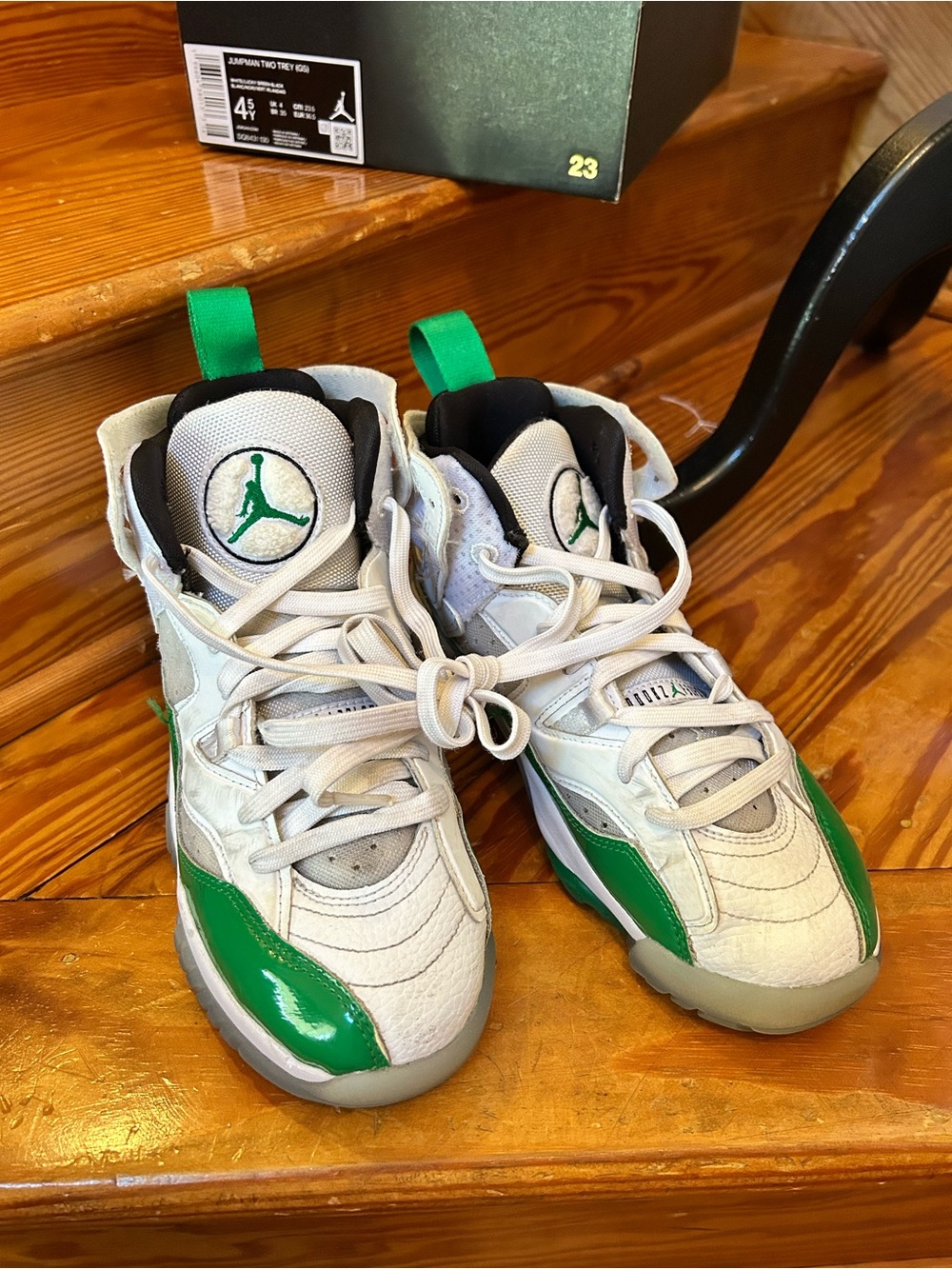 Jordan Kids High-Top Sneakers in White and Green
